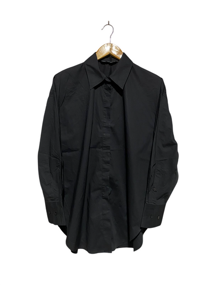 ZARA |L| BUST 23| B3| OVERSIZED BLACK POPLIN BUTTON-DOWN SHIRT WITH WIDE CUFFS
