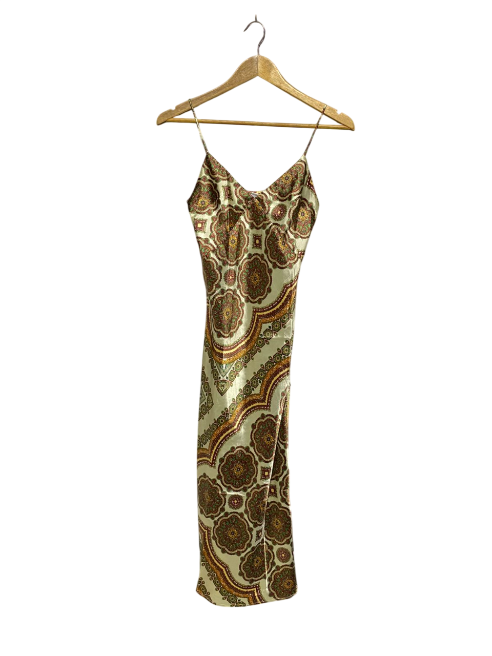 TOP SHOP |M| BUST 15| B3| VINTAGE-STYLE PAISLEY PRINT SATIN SLIP MIDI DRESS WITH ADJUSTABLE SPAGHETTI STRAPS