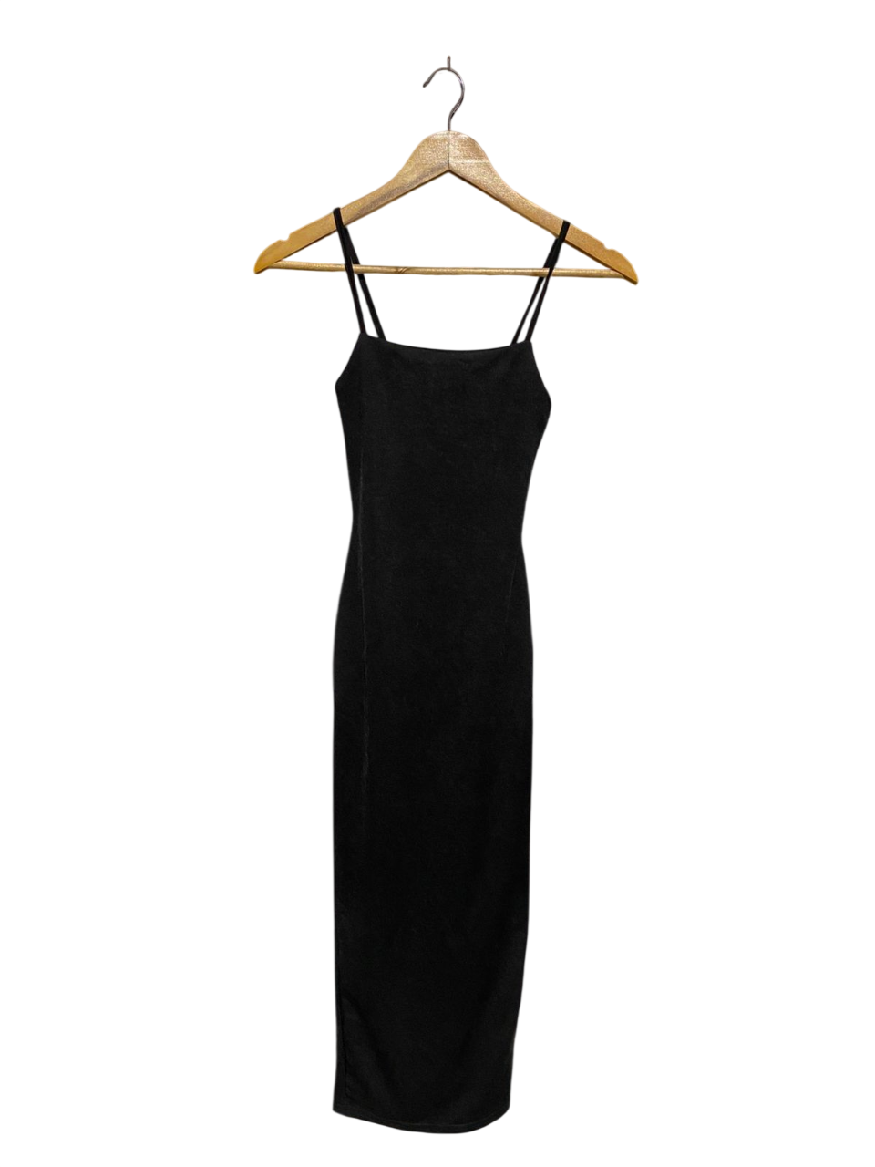 PRETTYLITTLE THING |XS| BUST 11| B3| CLASSIC BLACK BODYCON CAMI MIDI DRESS WITH SQUARE NECKLINE AND DOUBLE SPAGHETTI STRAPS