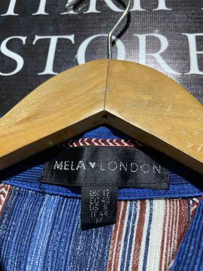 MELA LONDON |M| BUST 19| B3| SLEEVELESS STRIPED BUTTON-DOWN TUNIC DRESS WITH WAIST TIE