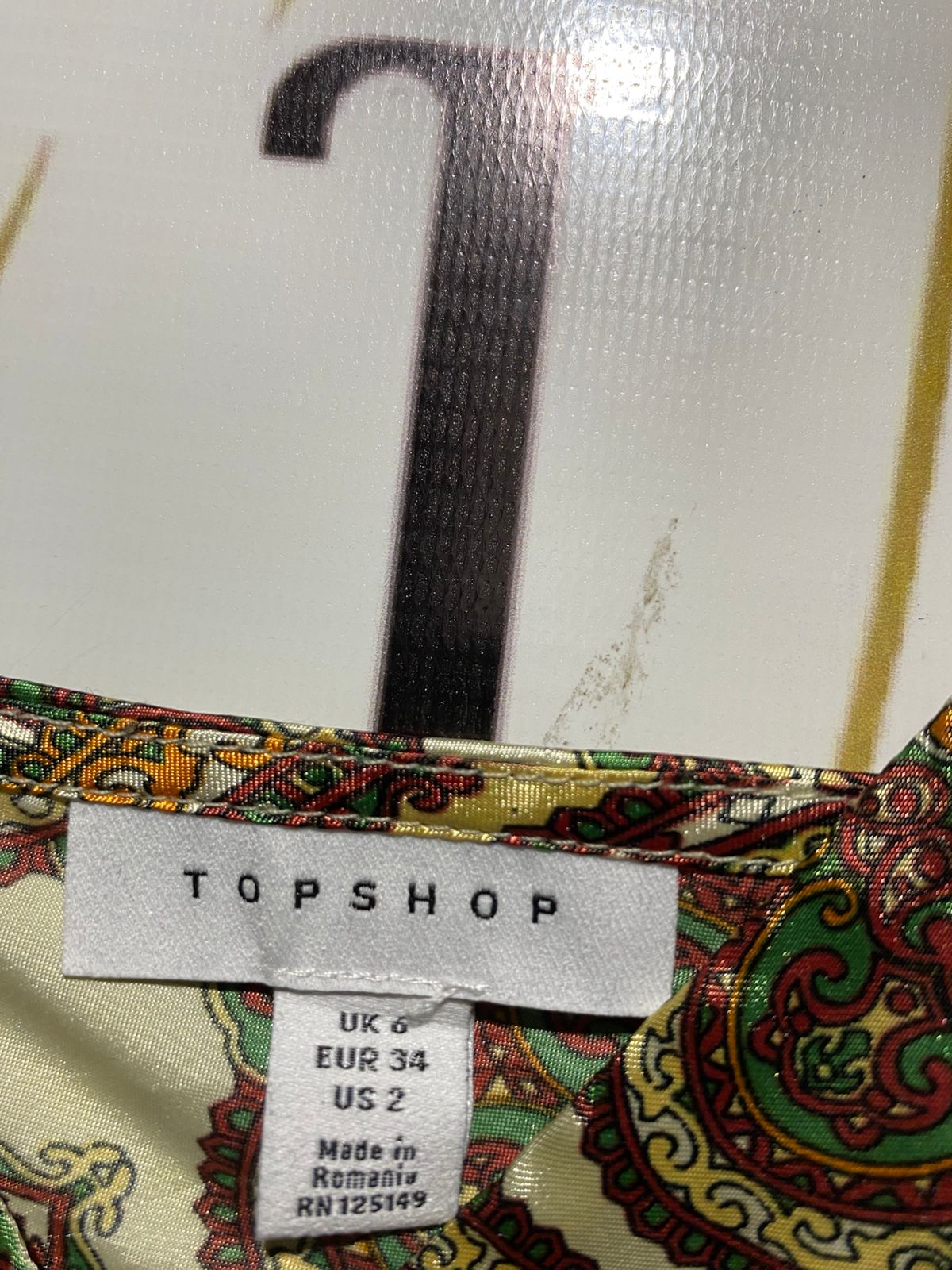 TOP SHOP |M| BUST 15| B3| VINTAGE-STYLE PAISLEY PRINT SATIN SLIP MIDI DRESS WITH ADJUSTABLE SPAGHETTI STRAPS