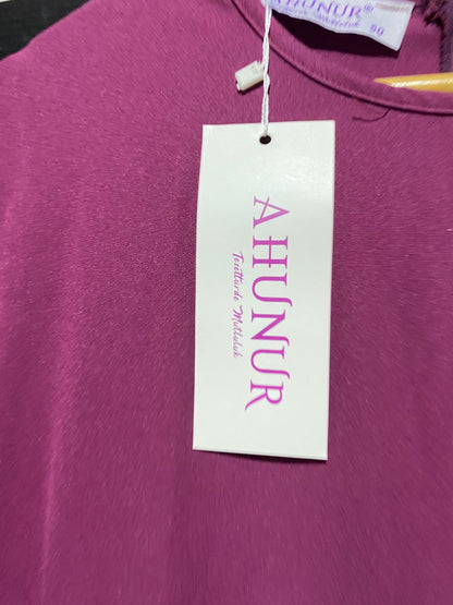 AHUNUR |L| BUST 23| B3| MAGENTA SCALLOPED EYELET HEM LONG SLEEVE MIDI DRESS