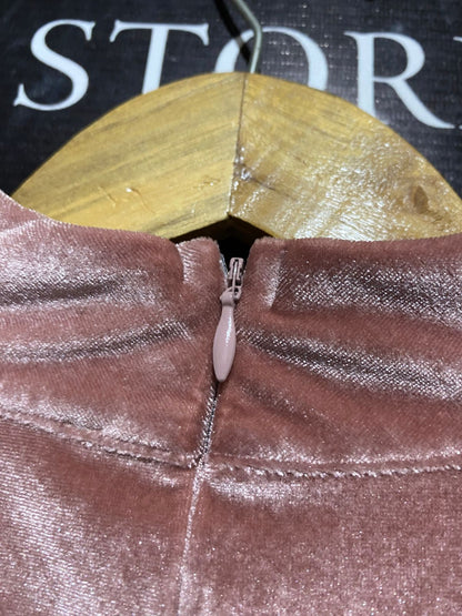SAINT GENIES |M| BUST 15| B3| DUSTY ROSE VELVET CHOKER NECK BODYCON MINI DRESS