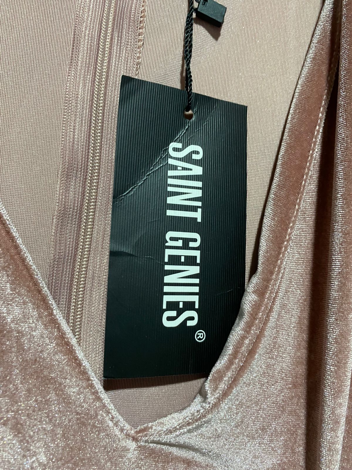 SAINT GENIES |M| BUST 15| B3| DUSTY ROSE VELVET CHOKER NECK BODYCON MINI DRESS