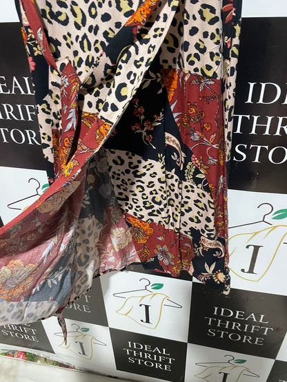 TU WOMAN |L| BUST 18| B3| Women's Patchwork Animal Print & Floral Wrap Dress with Tie Waist