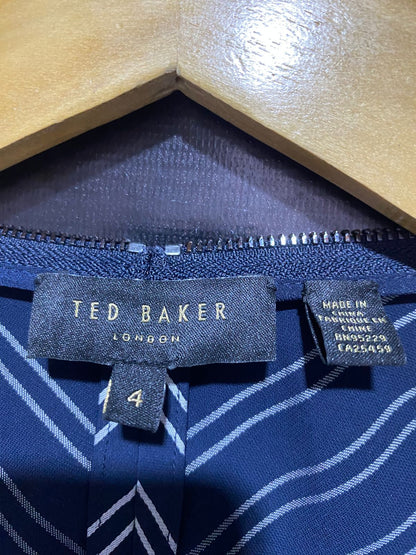 TED BAKER |L| BUST 18| B3| Women's Ted Baker Navy & White Striped V-Neck Midi Dress