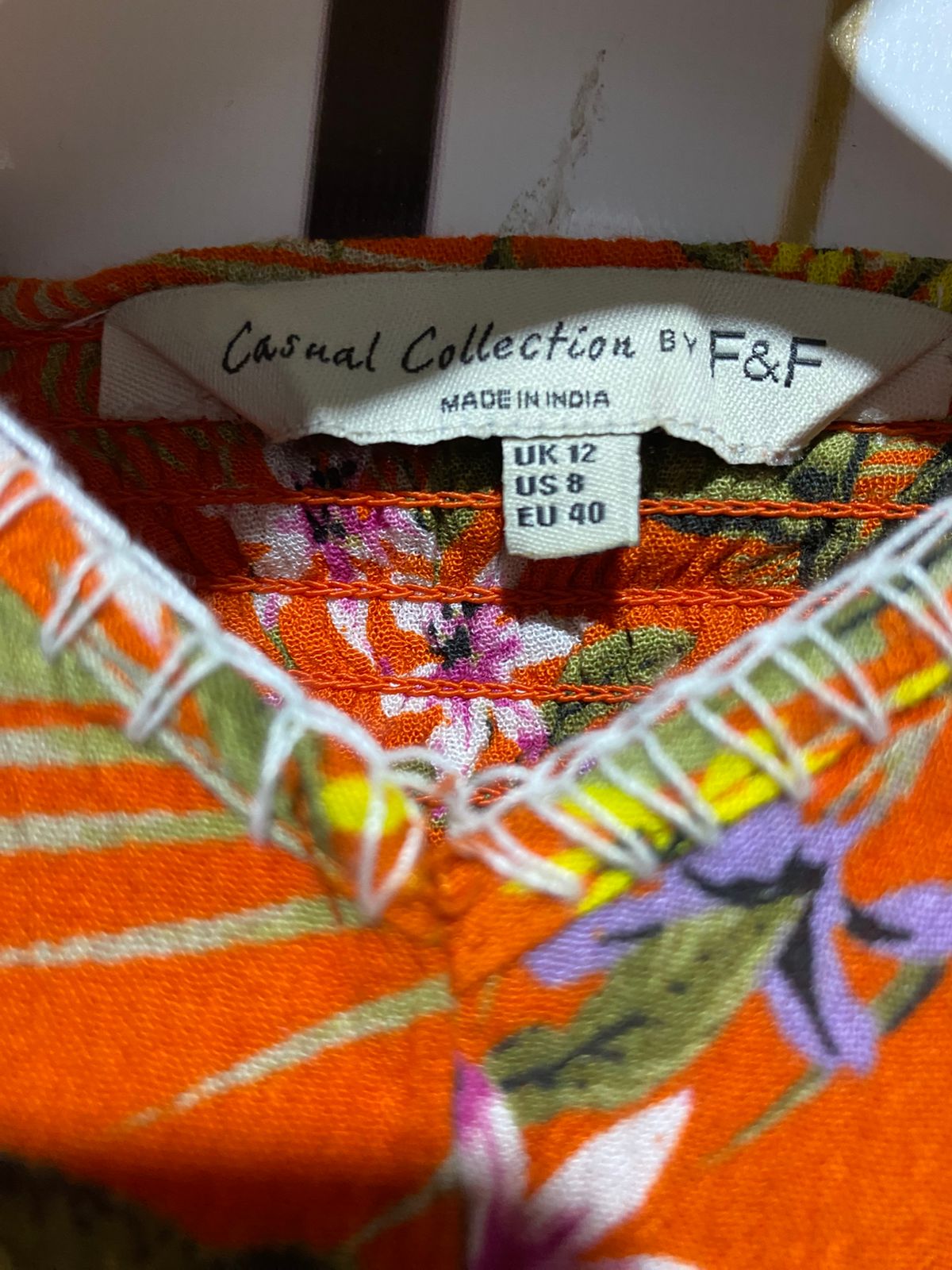 F&F |M| BUST 18| B3| Women’s Orange Tropical Floral Print V-Neck Maxi Dress
