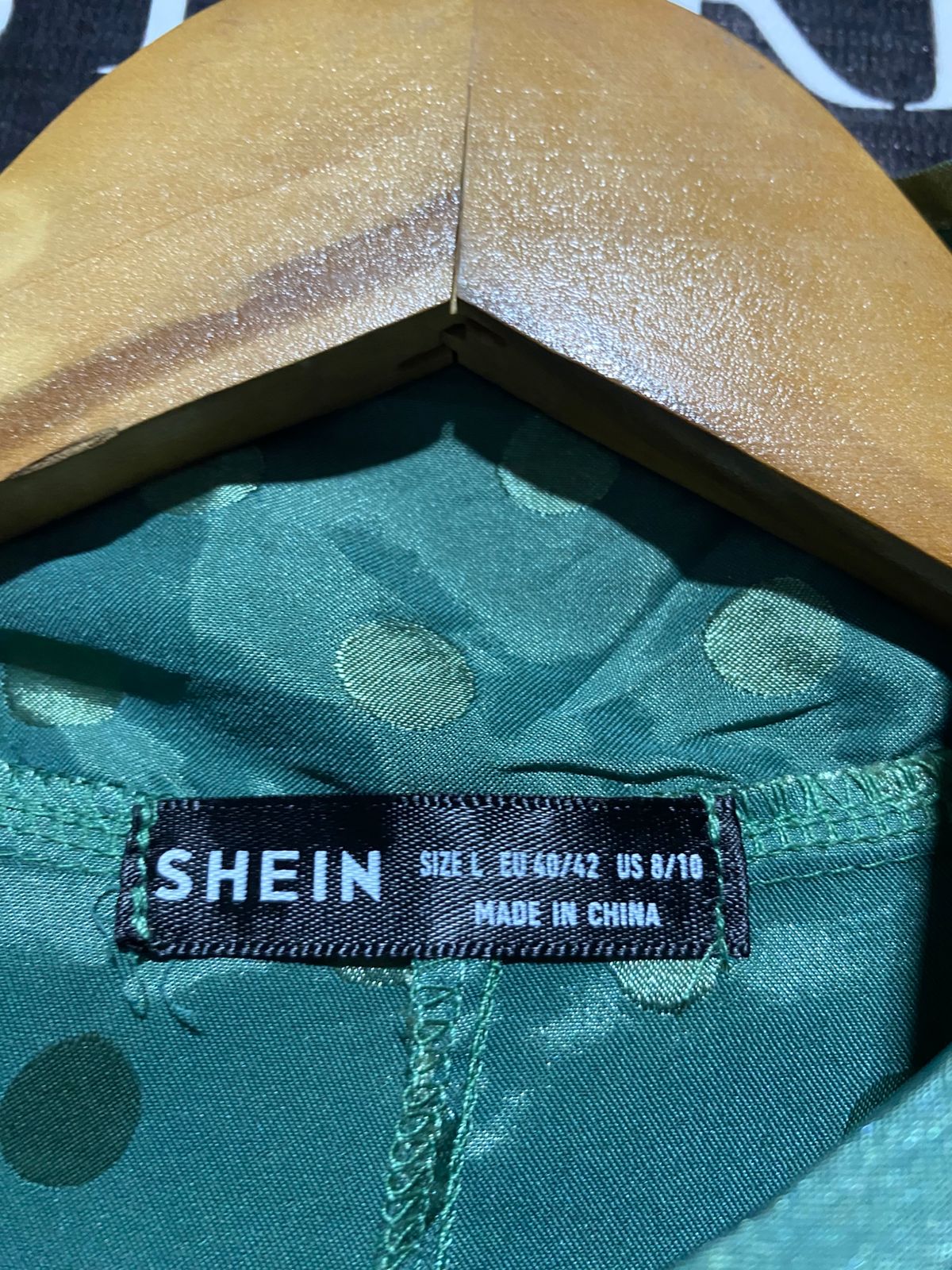 SHEIN |L| BUST 22| B2| Women's Sage Green Satin Polka Dot Tie-Neck Midi Dress