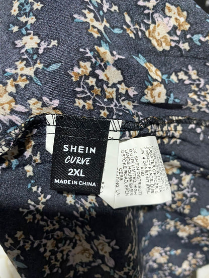 SHEIN CURVE |XL| BUST FREE |B2| VINTAGE-INSPIRED FLORAL MOCK NECK MIDI DRESS | LONG SLEEVE DARK BOHO CHIC