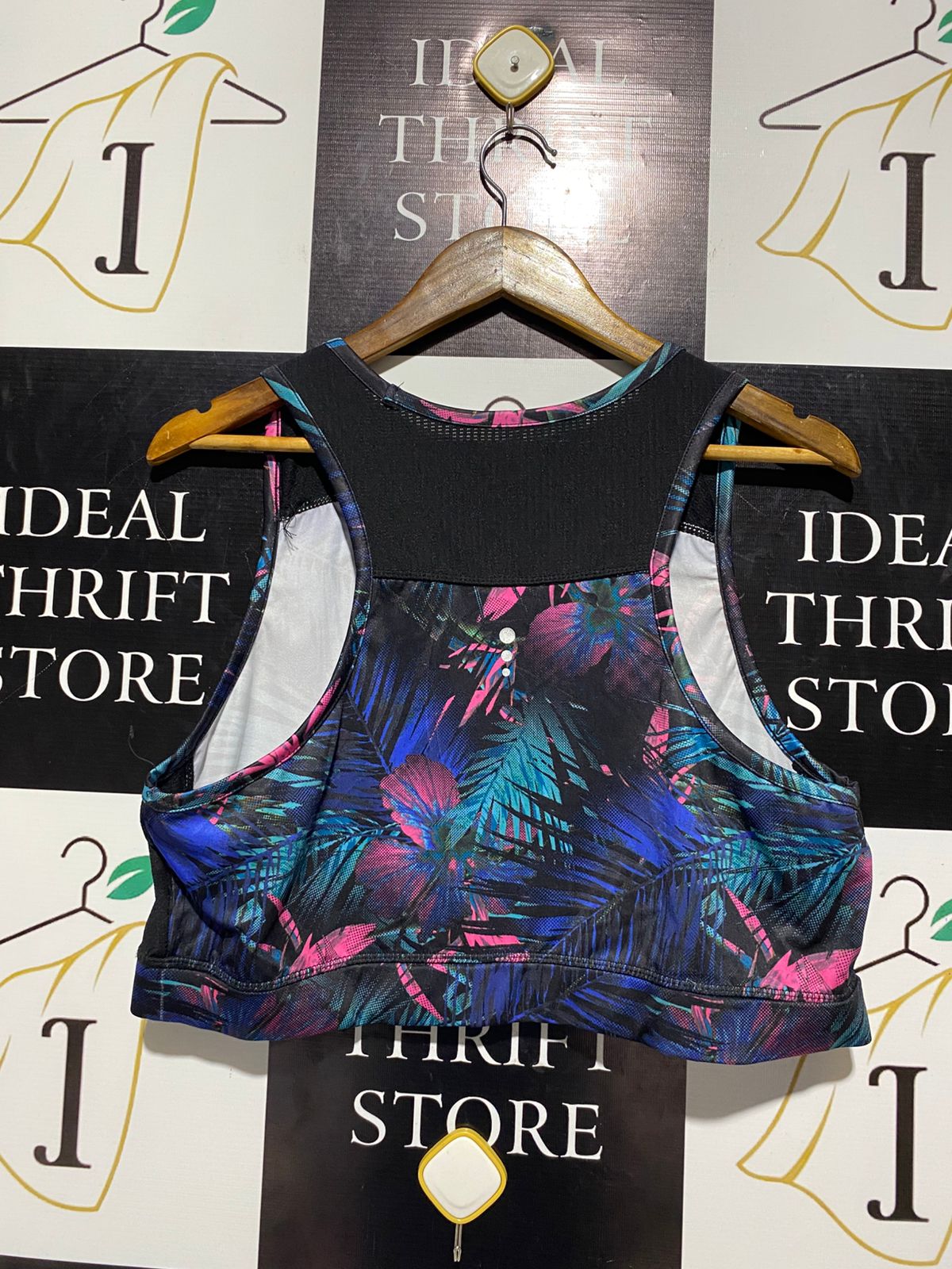 TU WOMAN |L| BUST 19| B2| TROPICAL PALM PRINT SPORTS BRA