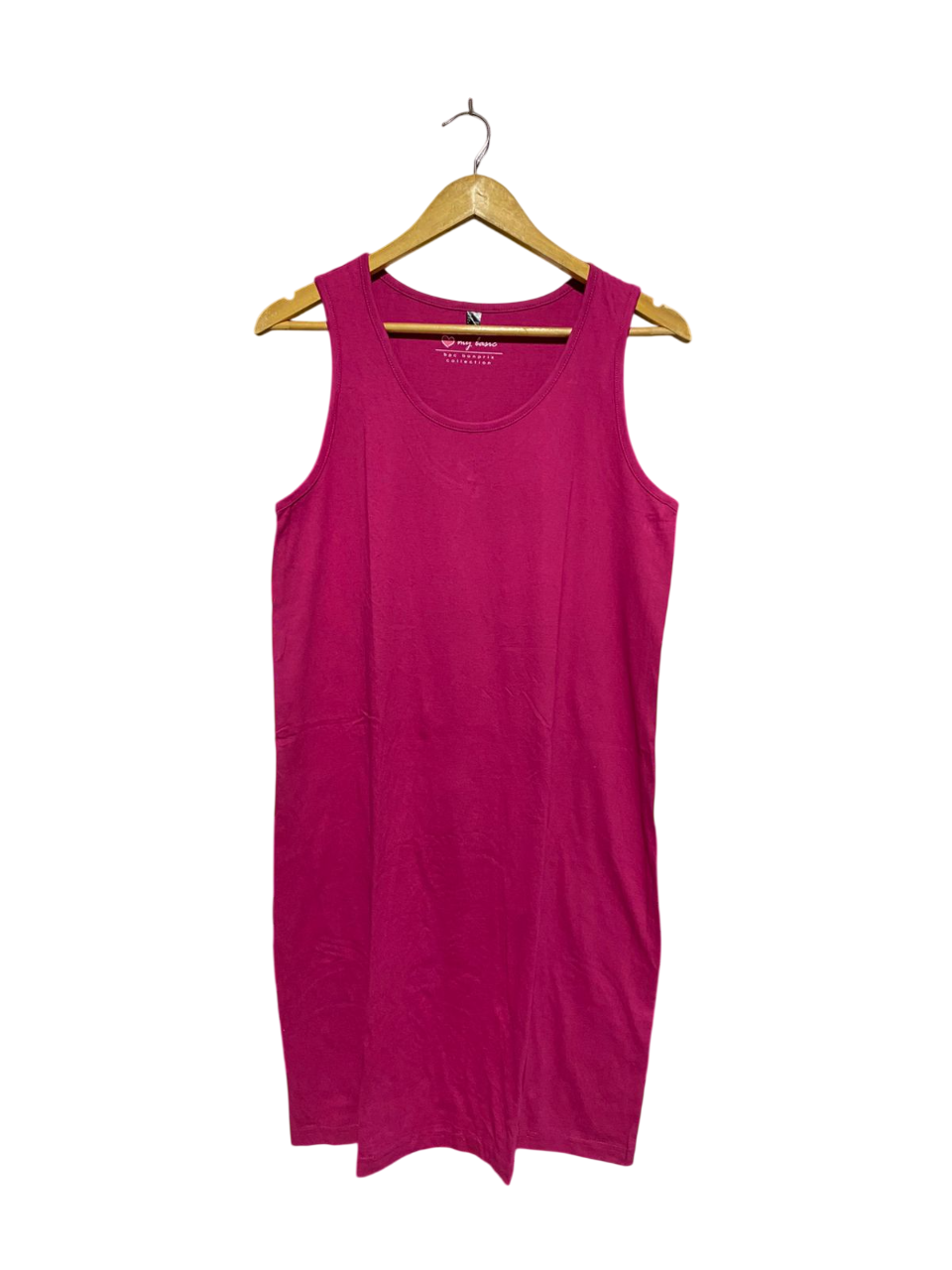 MY BASIC |M|BUST 18| B3| VIBRANT FUCHSIA SLEEVELESS COTTON TANK DRESS