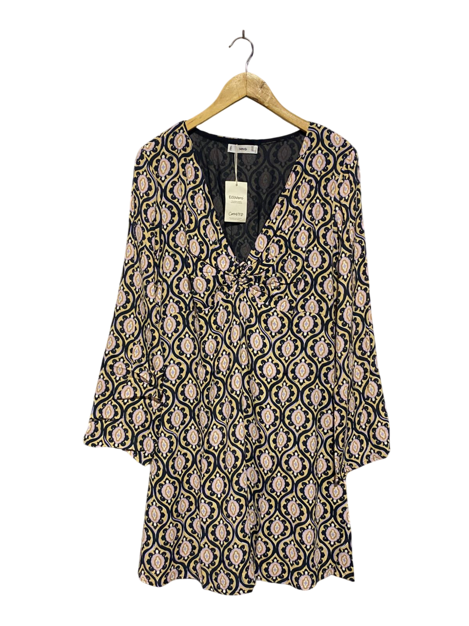 MNG |L| BUST 19| B3| MANGO GEOMETRIC PRINT V-NECK MINI DRESS