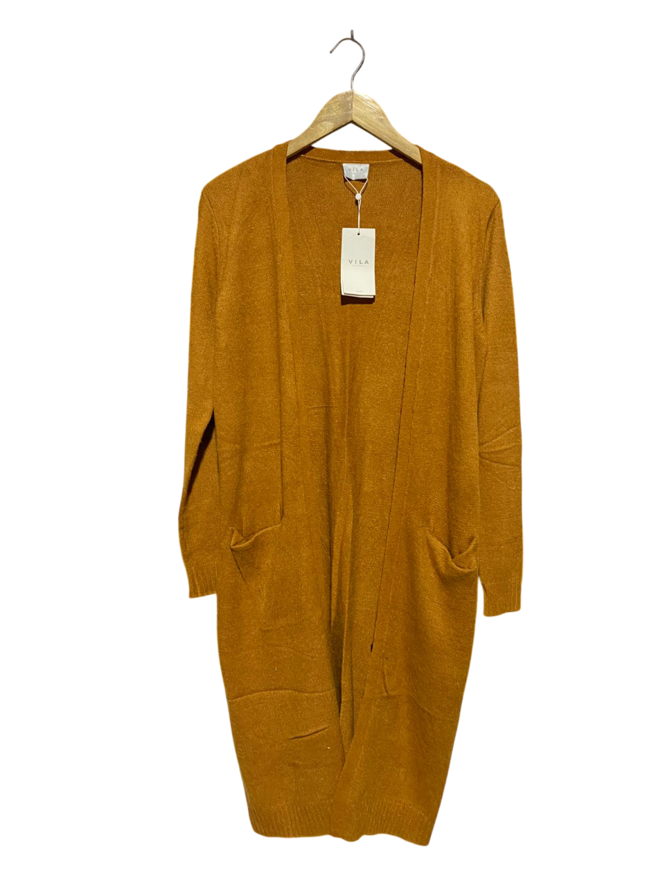 VILA |XS| BUST 18| B3| MUSTARD YELLOW KNIT OPEN-FRONT CARDIGAN
