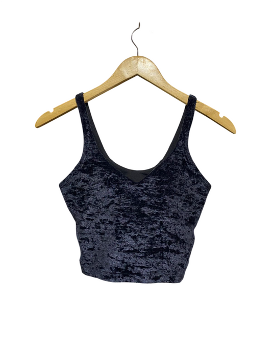 LULULEMON |S| BUST 13| STYLISH NAVY BLUE CRUSHED VELVET CROP TOP