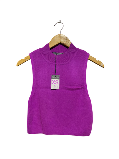 PRIMARK |XS| BUST 13| VIBRANT PURPLE RIBBED MOCK NECK KNIT TANK TOP