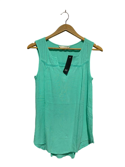 F&F |S| BUST FREE |B3| MINT GREEN SLEEVELESS BOHO TANK TOP WITH CROCHET DETAIL