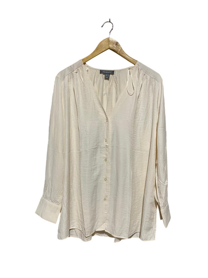 PRIMARK |L| BUST 24| B3| CREAM V-NECK BUTTON-UP LONG SLEEVE BLOUSE