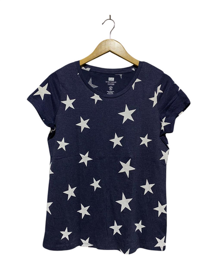 F&F |S/M| BUST 19| B3| NIGHTWEAR NAVY BLUE WHITE STAR PRINT SHORT SLEEVE TEE