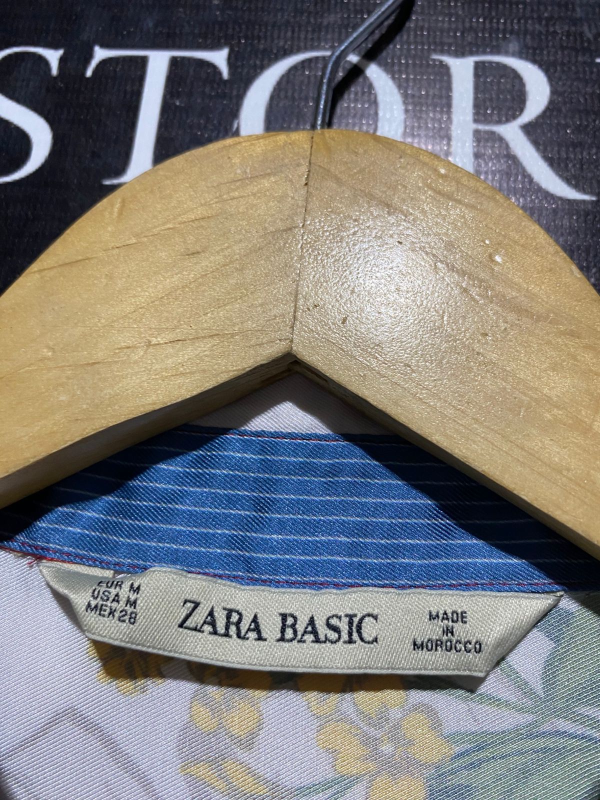 ZARA BASIC |M| BUST 23| B2| BASIC TROPICAL FLORAL PRINT LONG BUTTON-DOWN SHIRT DRESS WITH BORDER DETAIL