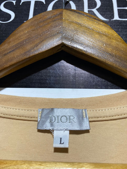 DIOP |L| BUST FREE |B3| CHRISTIAN DIOR LOGO ELASTIC HEM CROP TOP - BEIGE / TAN