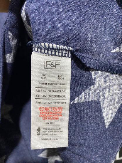 F&F |S/M| BUST 19| B3| NIGHTWEAR NAVY BLUE WHITE STAR PRINT SHORT SLEEVE TEE