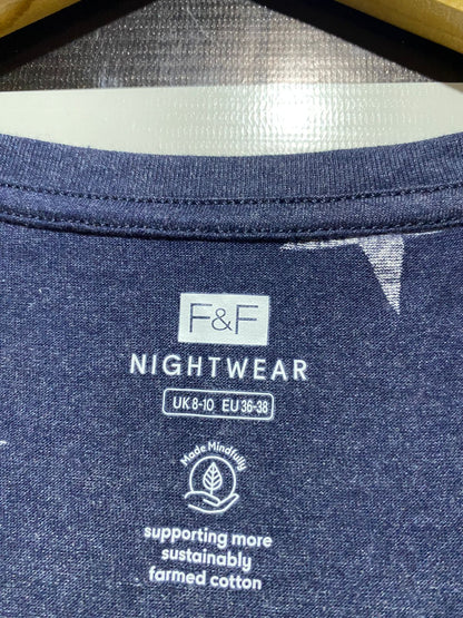 F&F |S/M| BUST 19| B3| NIGHTWEAR NAVY BLUE WHITE STAR PRINT SHORT SLEEVE TEE
