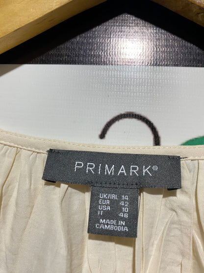 PRIMARK |L| BUST 24| B3| CREAM V-NECK BUTTON-UP LONG SLEEVE BLOUSE