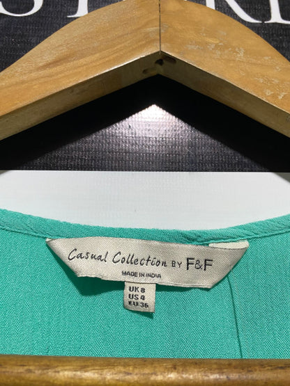 F&F |S| BUST FREE |B3| MINT GREEN SLEEVELESS BOHO TANK TOP WITH CROCHET DETAIL