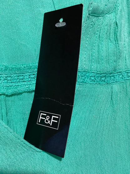 F&F |S| BUST FREE |B3| MINT GREEN SLEEVELESS BOHO TANK TOP WITH CROCHET DETAIL