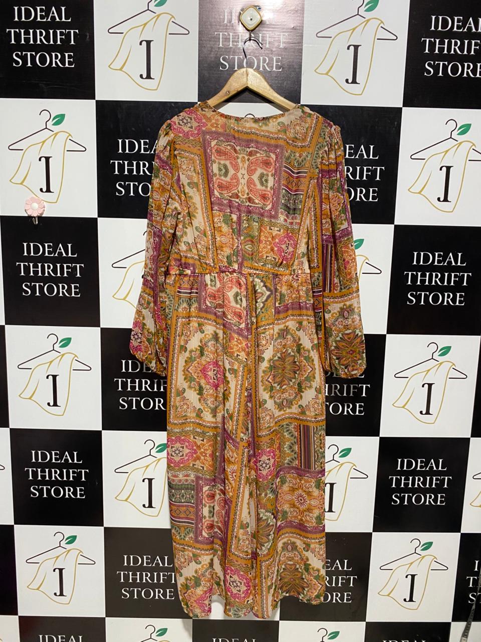 RIVER ISLAND |L|  BUST 19| B3| BOHEMIAN-INSPIRED PAISLEY PRINT BUTTON-DOWN MIDI DRESS