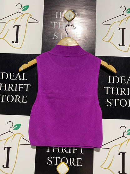 PRIMARK |XS| BUST 13| VIBRANT PURPLE RIBBED MOCK NECK KNIT TANK TOP