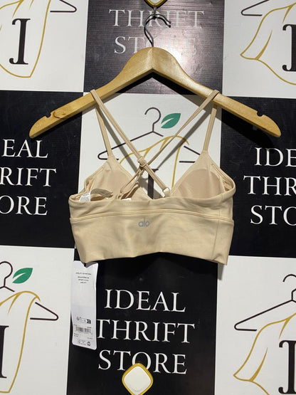 ALO |XS| BUST 13| BEIGE RUCHED FRONT CROSS-BACK CROP TOP