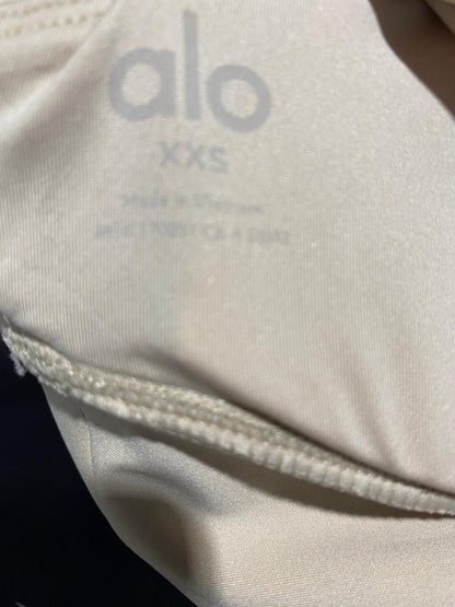 ALO |XS| BUST 13| BEIGE RUCHED FRONT CROSS-BACK CROP TOP