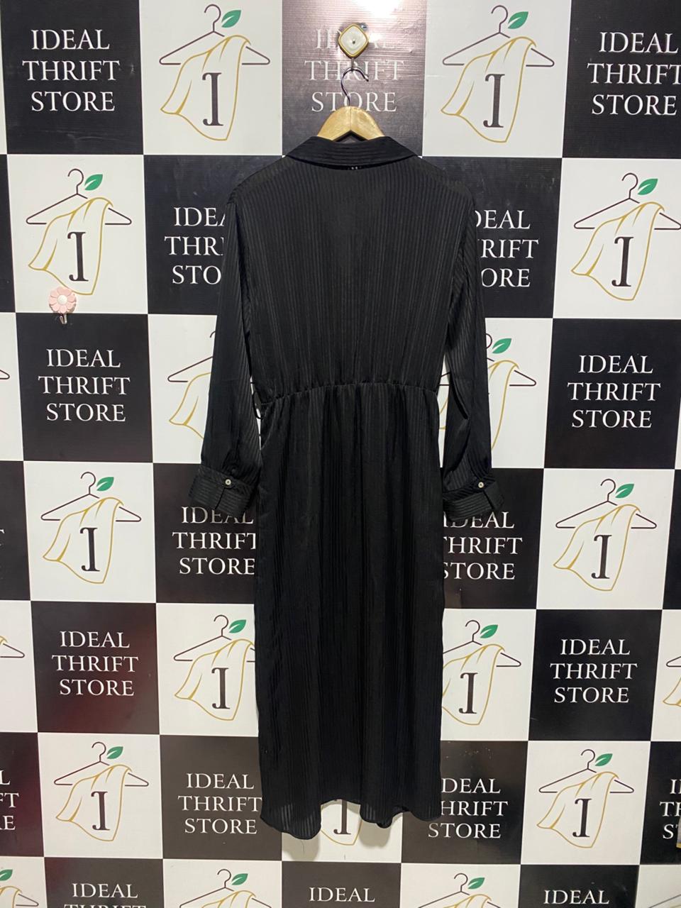 ZARA |L| BUST 19| B3| ELEGANT BLACK STRIPED SHIRT DRESS