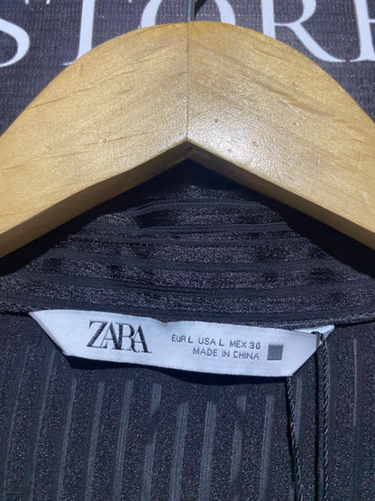 ZARA |L| BUST 19| B3| ELEGANT BLACK STRIPED SHIRT DRESS