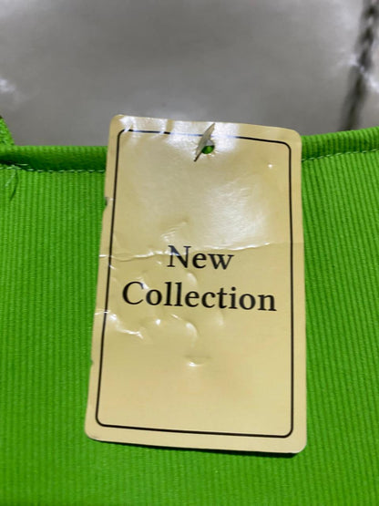 NEW COLLECTION |M| BUST 18| B3| VIBRANT LIME GREEN CHAIN-STRAP RUCHED MIDI DRESS