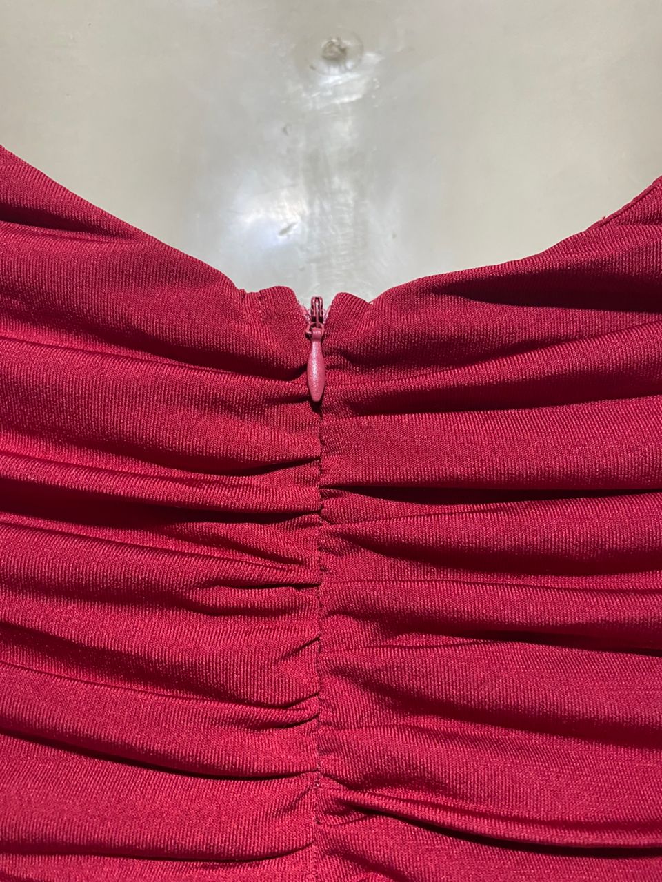 SHEIN |S| BUST 13| B3| BOLD RED RUCHED BODYCON MINI DRESS