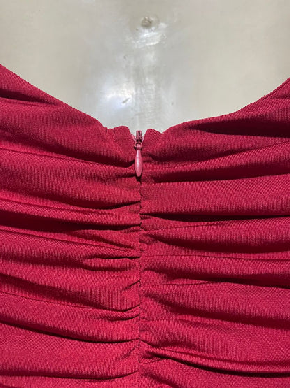 SHEIN |S| BUST 13| B3| BOLD RED RUCHED BODYCON MINI DRESS
