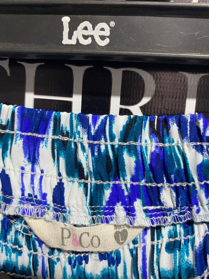 P & C0 |L| B3| Vintage-Inspired Blue & Teal Ikat Print Matching Two-Piece Set