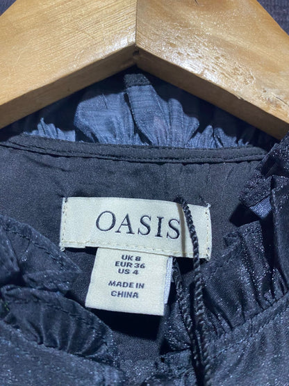 OASIS |S| BUST 19| B3| BLACK FLORAL PRINT BUTTON-DOWN MIDI DRESS