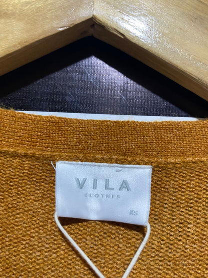 VILA |XS| BUST 18| B3| MUSTARD YELLOW KNIT OPEN-FRONT CARDIGAN