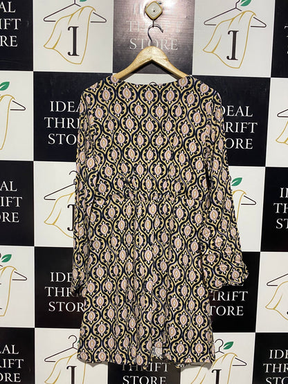 MNG |L| BUST 19| B3| MANGO GEOMETRIC PRINT V-NECK MINI DRESS