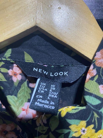NEW LOOK |M| BUST 19| B3| BLACK SHEER FLORAL BUTTON-DOWN BLOUSE