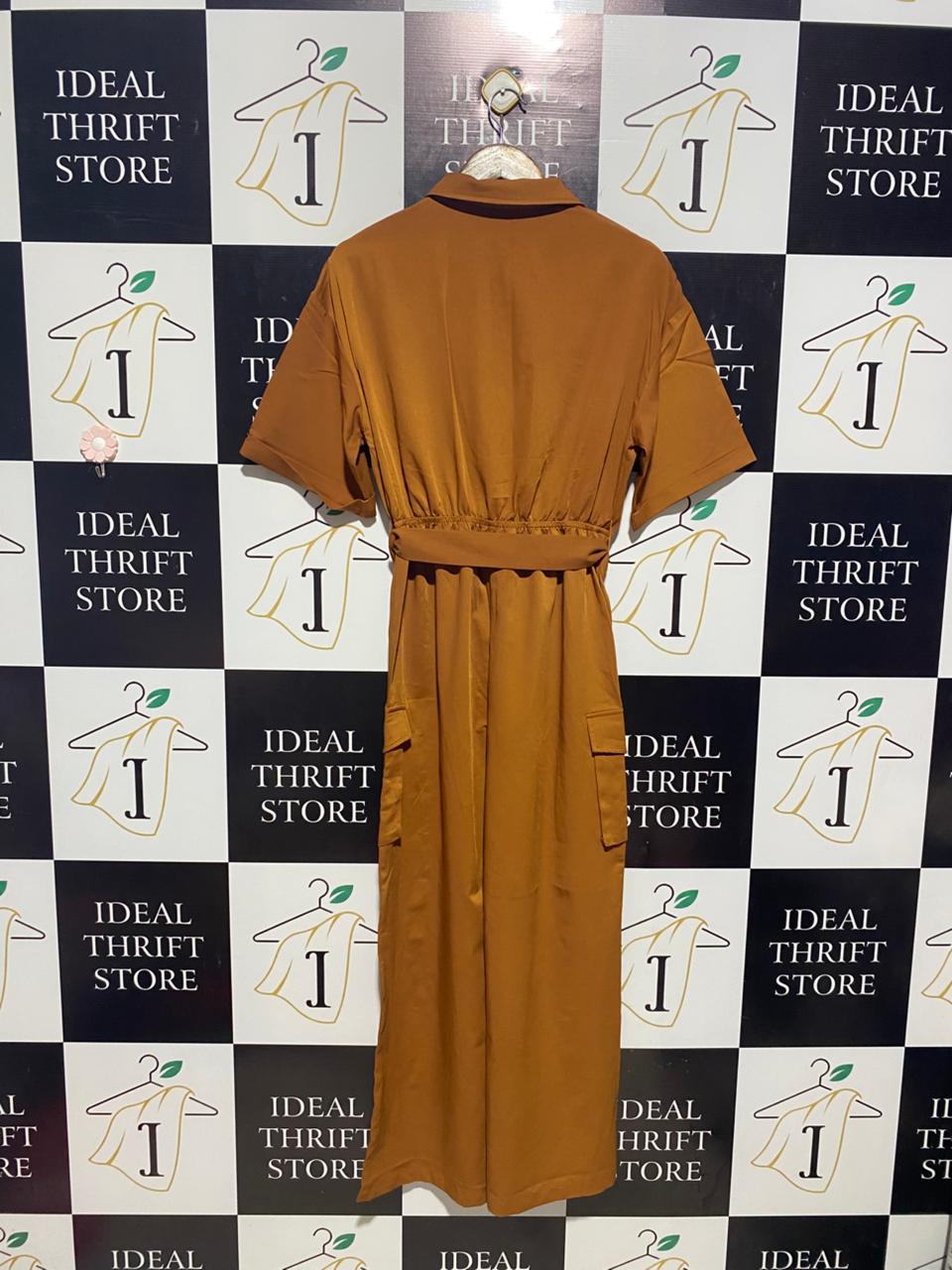 SHEIN |M| BUST FREE| B3| RUST-BROWN UTILITY-STYLE BELTED JUMPSUIT