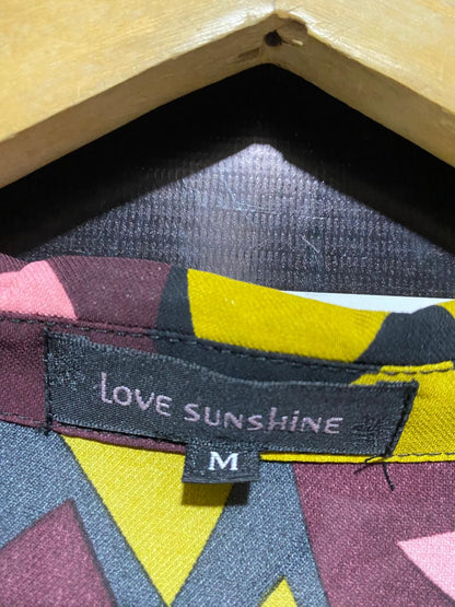 LOVE SUNSHINE |M| BUST 20| B3| VIBRANT ABSTRACT LEAF PRINT BUTTON-DOWN TUNIC BLOUSE