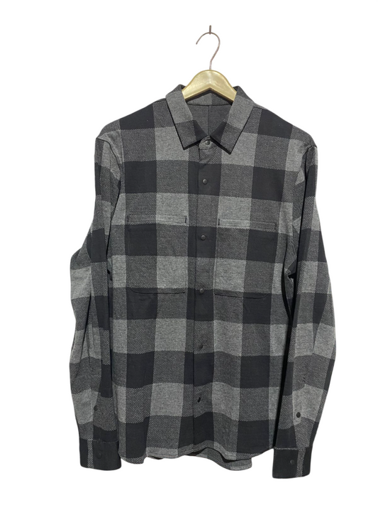 LULULEMON |L| BUST 20| Long-Sleeve Plaid Button-Down Shirt – Gray/Black Buffalo Check