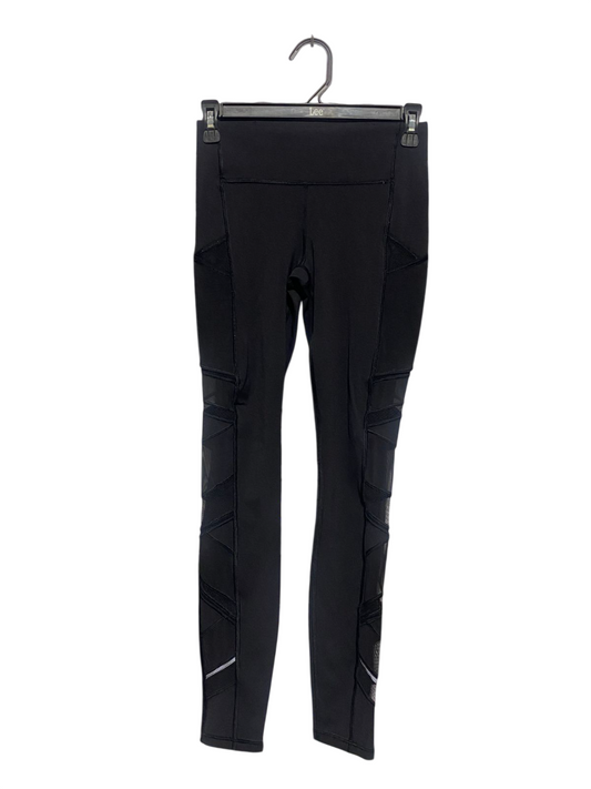 LULULEMON |S| WAIST 25| BLACK PERFORMANCE TIGHTS WITH MESH CUT-OUT DETAILING