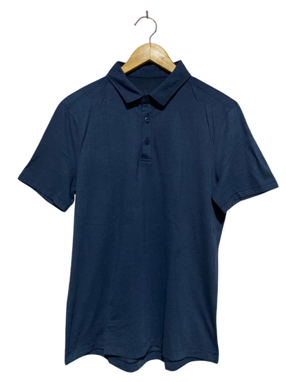 LULULEMON |M| BUST 19| CLASSIC NAVY BLUE COTTON SHORT-SLEEVE POLO SHIRT