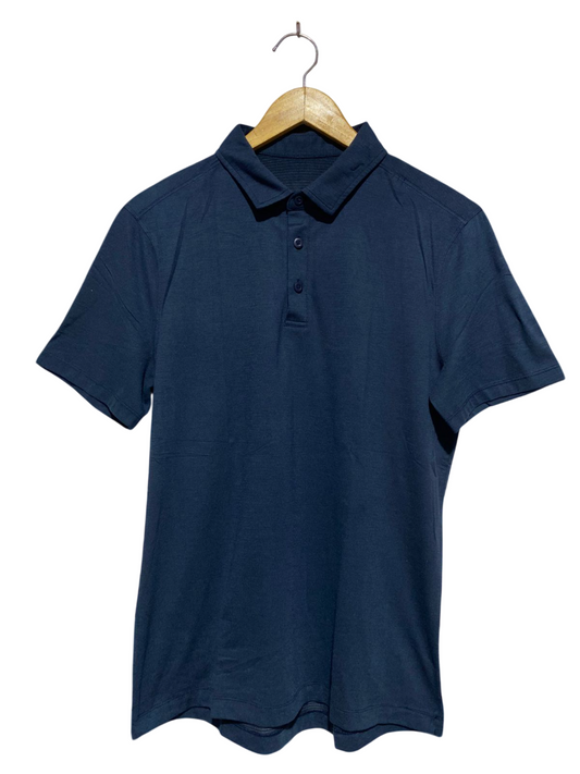 LULULEMON |M| BUST 19| CLASSIC NAVY BLUE COTTON SHORT-SLEEVE POLO SHIRT