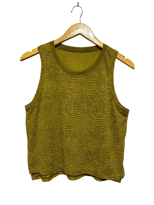 LULULEMON |L| BUST 18| TEXTURED WAVY KNIT ATHLETIC TANK TOP OLIVE GREEN MOSS